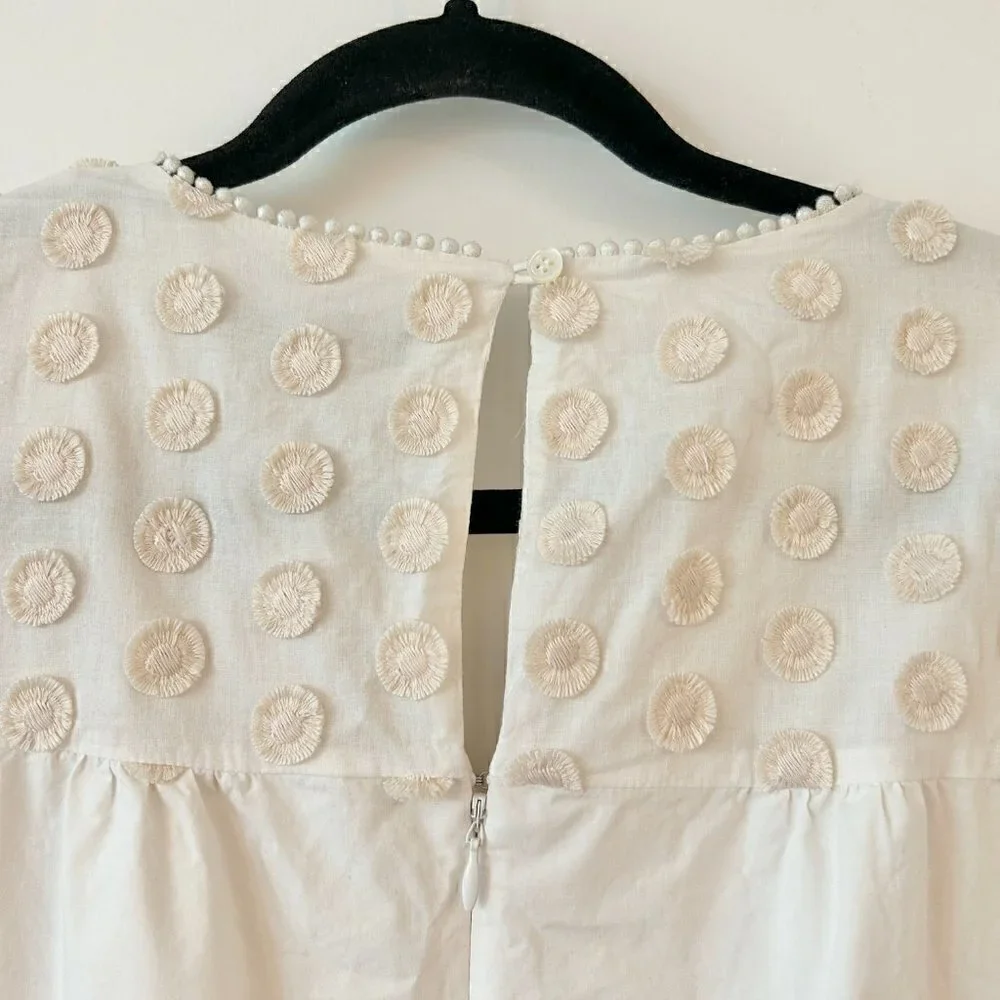 J. Crew Women's Bell Sleeve Dot Fringe Ivory Dress Size 4